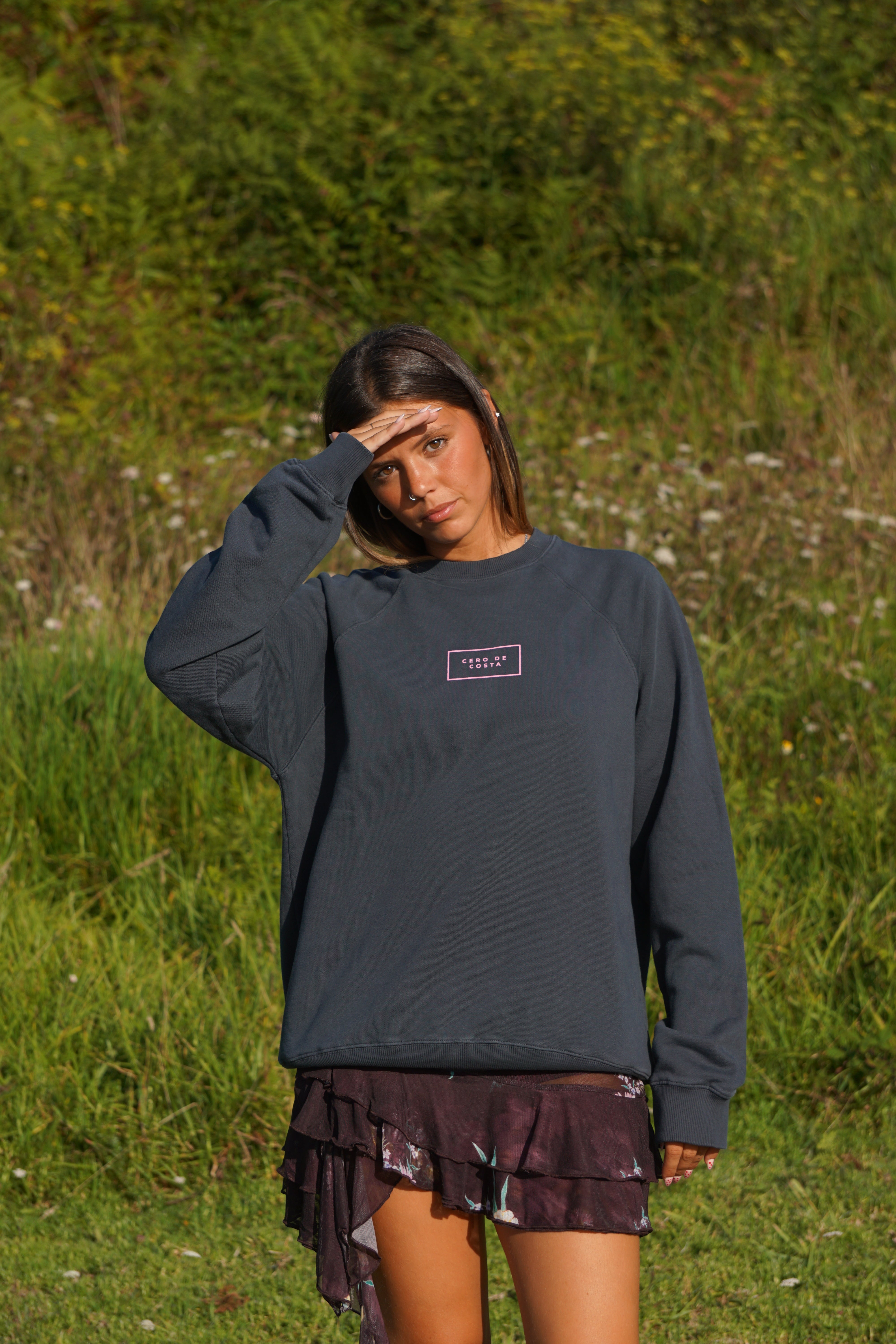 SUDADERA LOGO ANTRACITA/ROSA "CDC"
